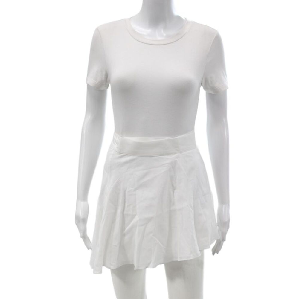 Hedge Womens Mini Tennis Skirt White 100% Cotton Tie Waist Size One Size